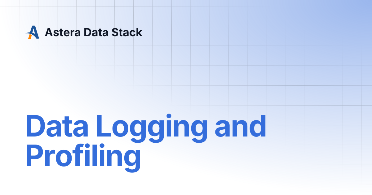Data Logging and Profiling | Version 10 | Astera Data Stack