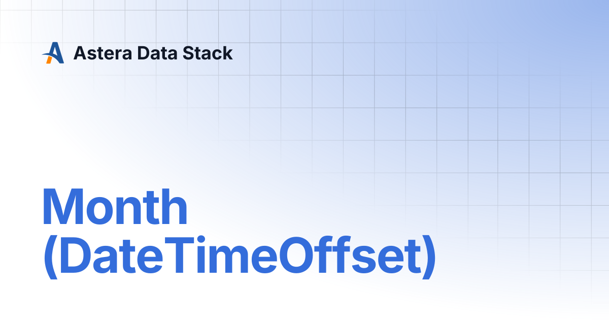 Month (DateTimeOffset) | Version 10 | Astera Data Stack