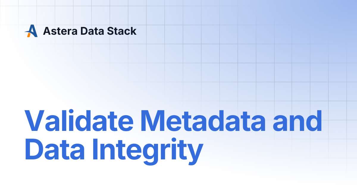 Validate Metadata and Data Integrity | Version 11 | Astera Data Stack