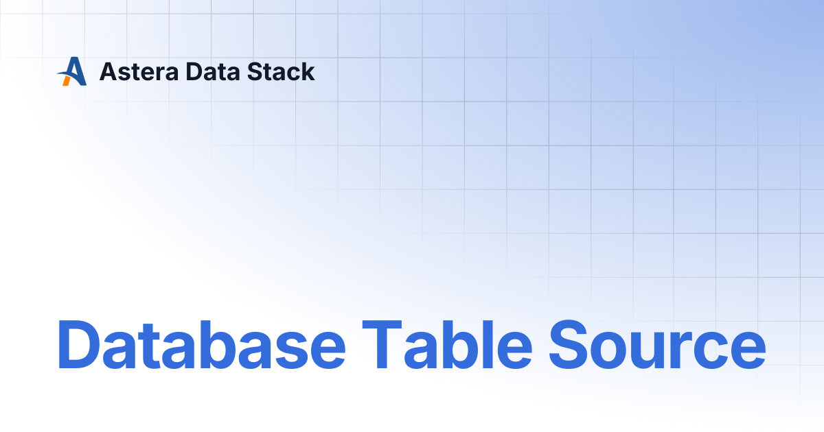 Database Table Source | Version 6 | Astera Data Stack