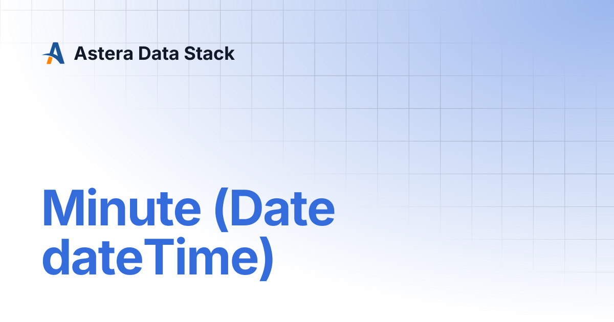 Minute (Date dateTime) | Version 8 | Astera Data Stack