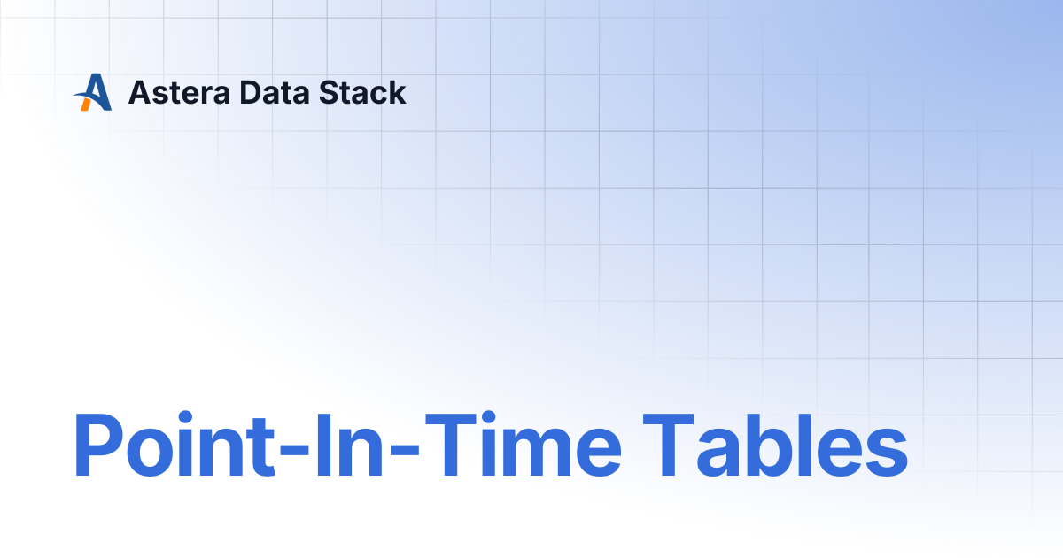 Point-In-Time Tables | Astera Data Stack